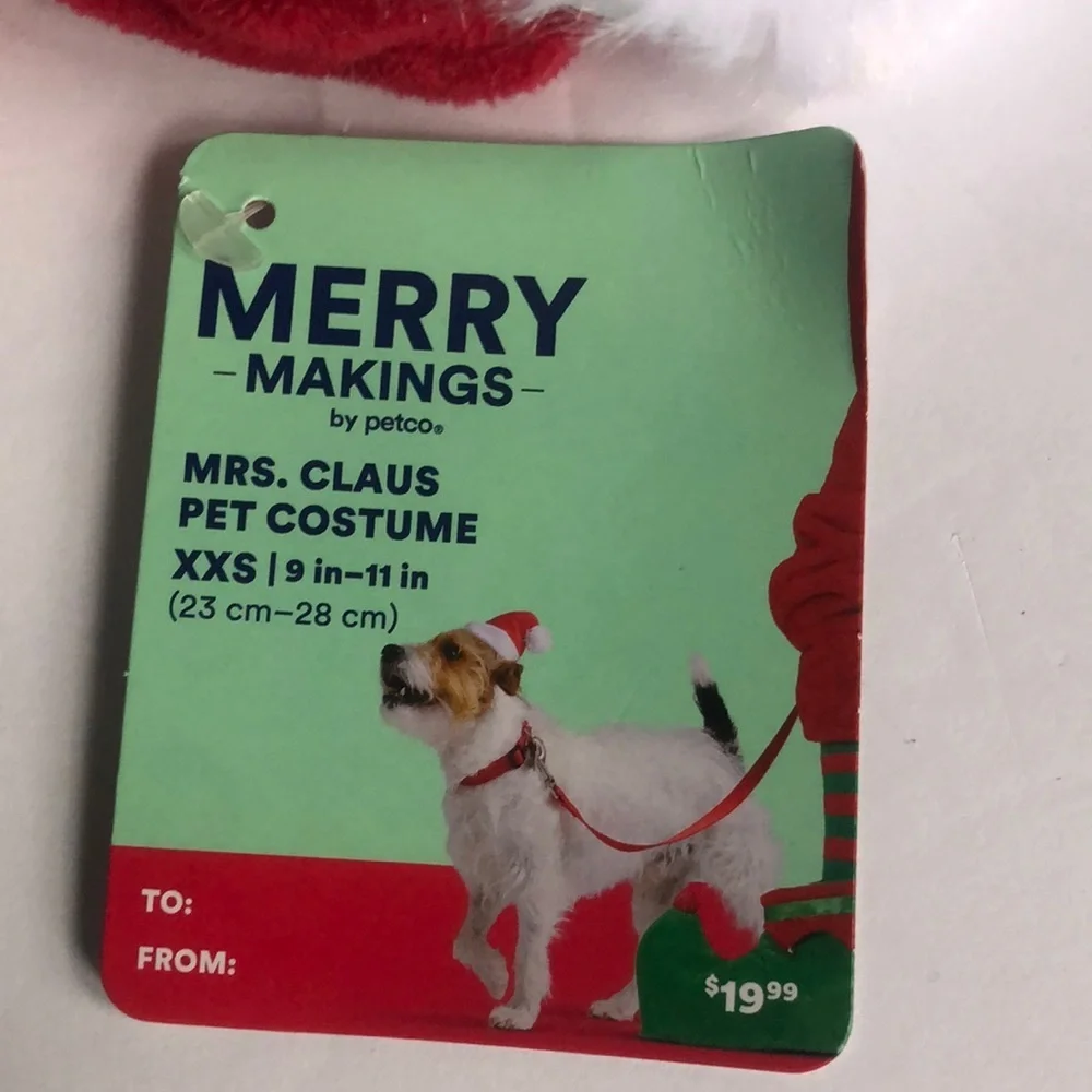 NWT Mrs. Santa Claus Dog Dress Costume XXS